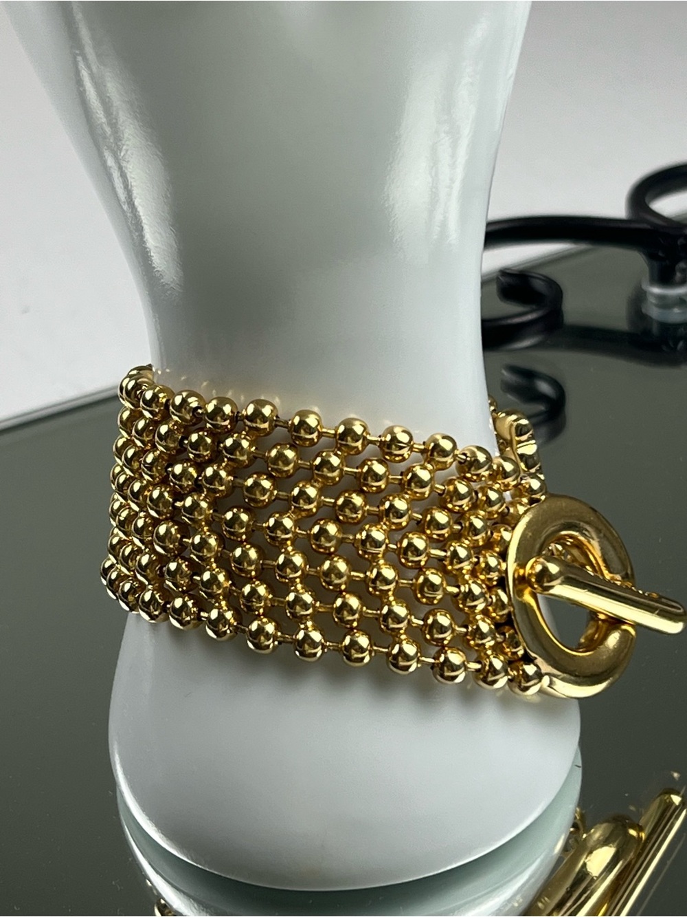 Rare Vintage Christian Dior 7-Strand Gold Tone 1990's Bracelet - Picture 4 of 12